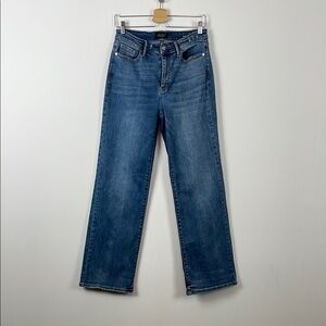 Judy Blue Classic Wide Leg 5 Pocket Blue Denim Women's 11/30 Some Distress Jeans